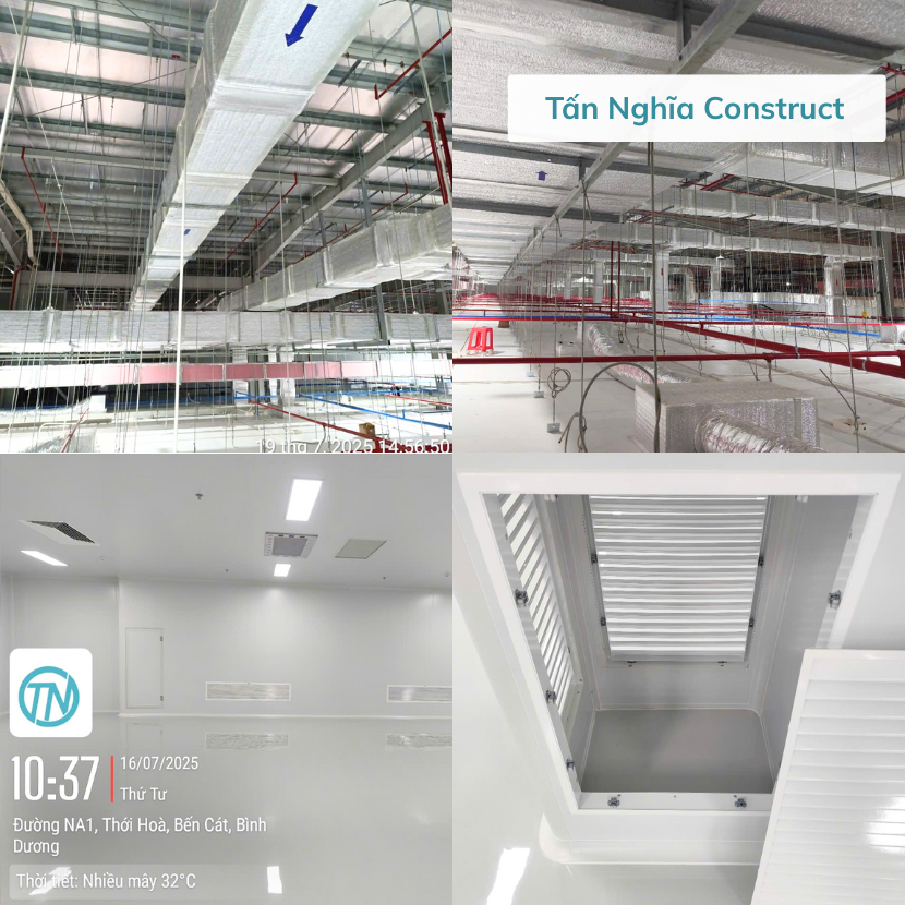 Hình ảnh thi công dự án HVAC cho nhà máy điện tử
