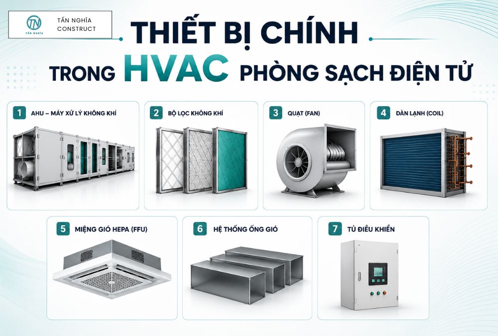 Những thiết bị trong HVAC phòng sạch điện tử