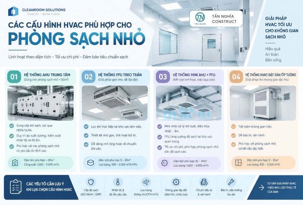 Các cấu hình HVAC phù hợp cho phòng sạch nhỏ