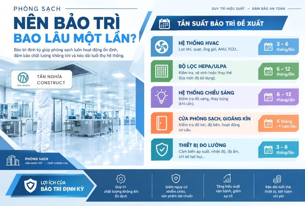 Phòng sạch nên bảo trì bao lâu một lần
