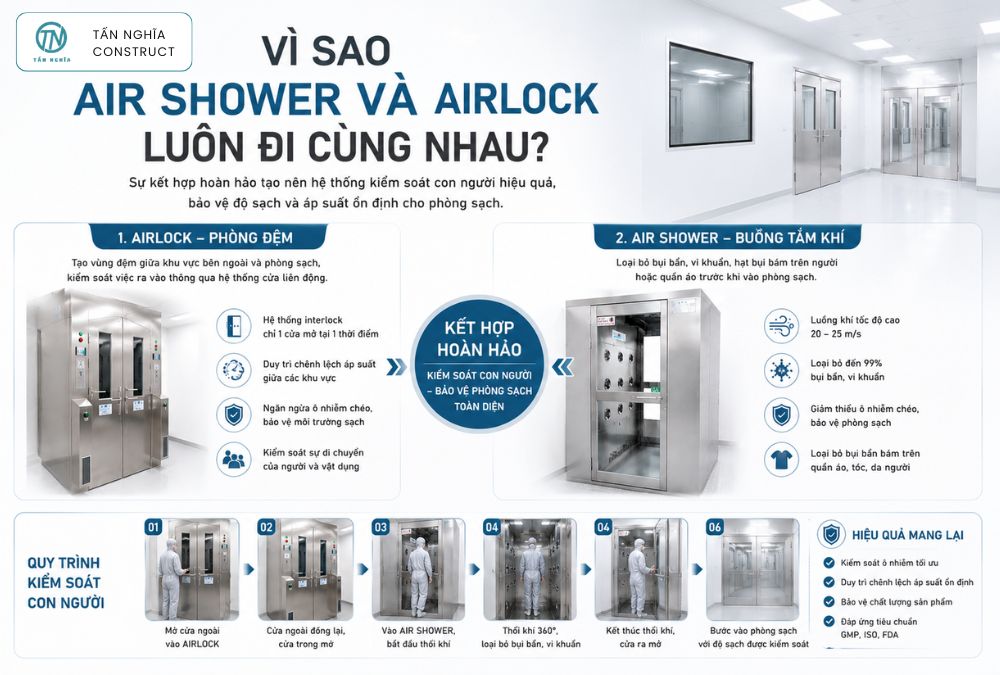 Sử dụng kết hợp airshower và air lock trong phòng sạch
