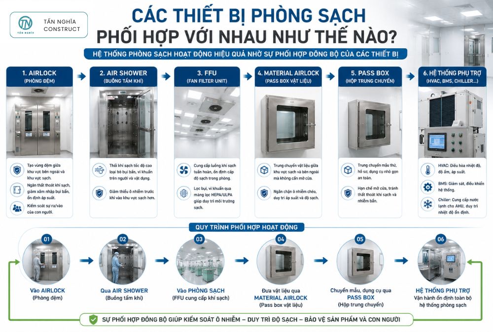 Phối hợp vận hành các thiết bị trong phòng sạch