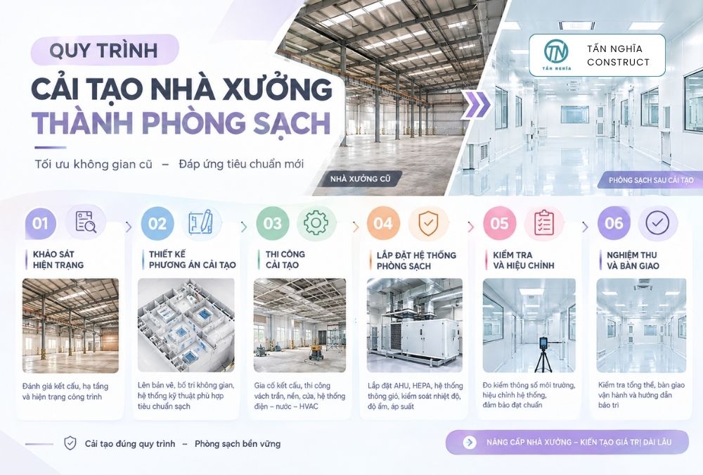 Quy trình cải tạo nhà xưởng thành phòng sạch