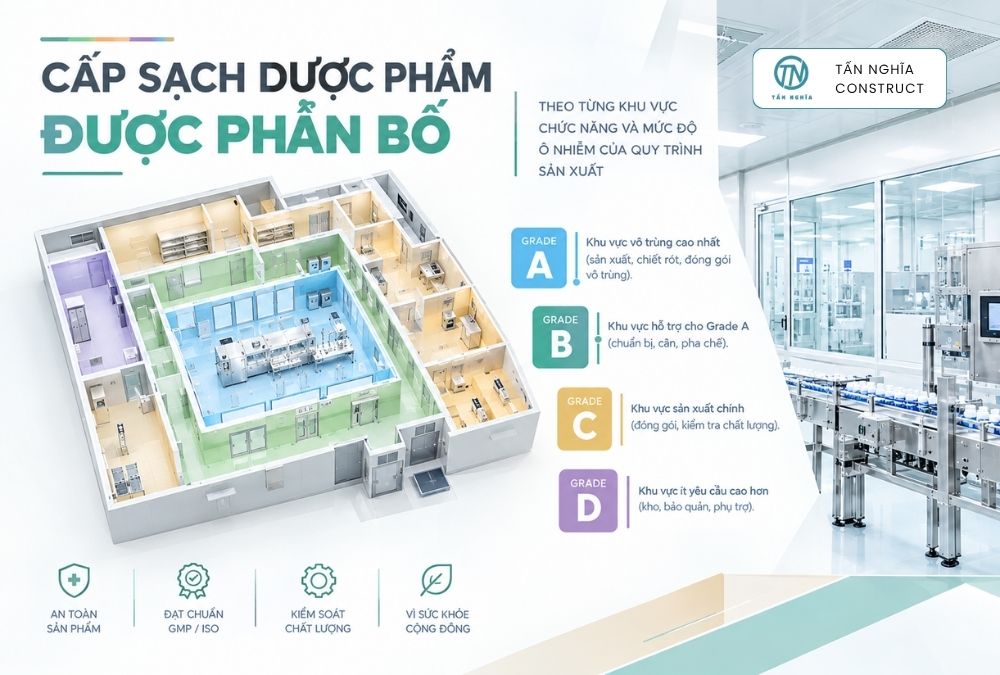 Phân bố cấp độ sạch trong phòng sạch dược phẩm