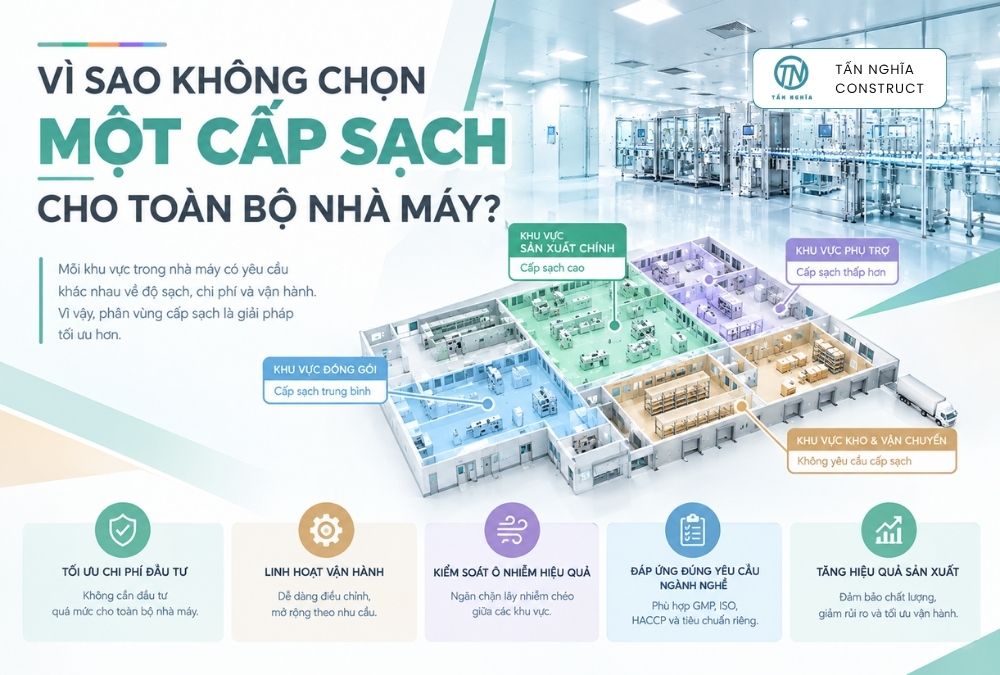 Vì sao không chọn một cấp sạch cho toàn bộ nhà máy