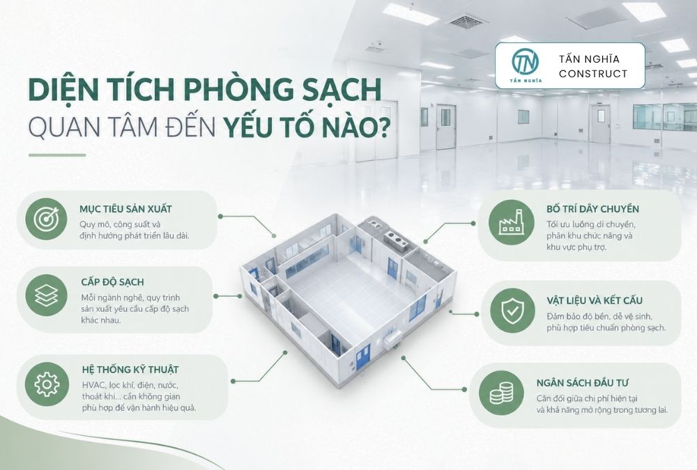 Yếu tố liên quan đến diện tích phòng sạch