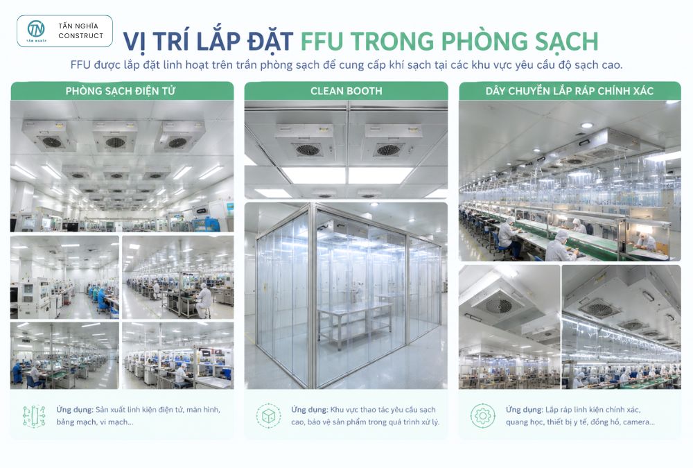 Những vị trí lắp đặt FFU trong phòng sạch