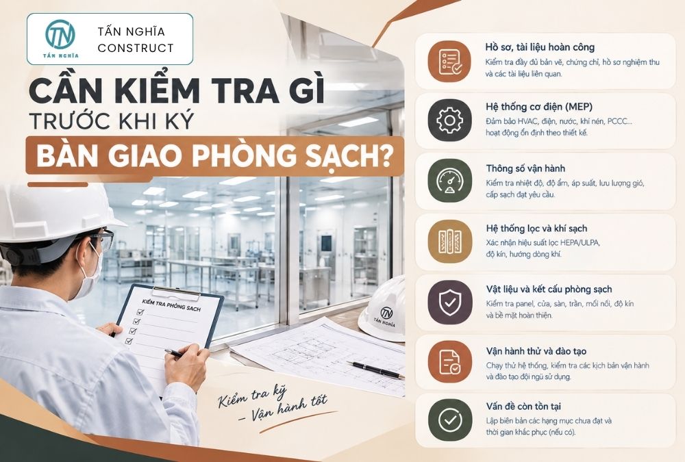 Kiểm tra gì trước khi bàn giao phòng sạch