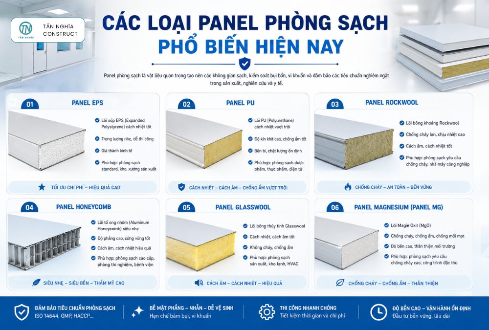 Các loại panel phòng sạch phổ biến hiện nay
