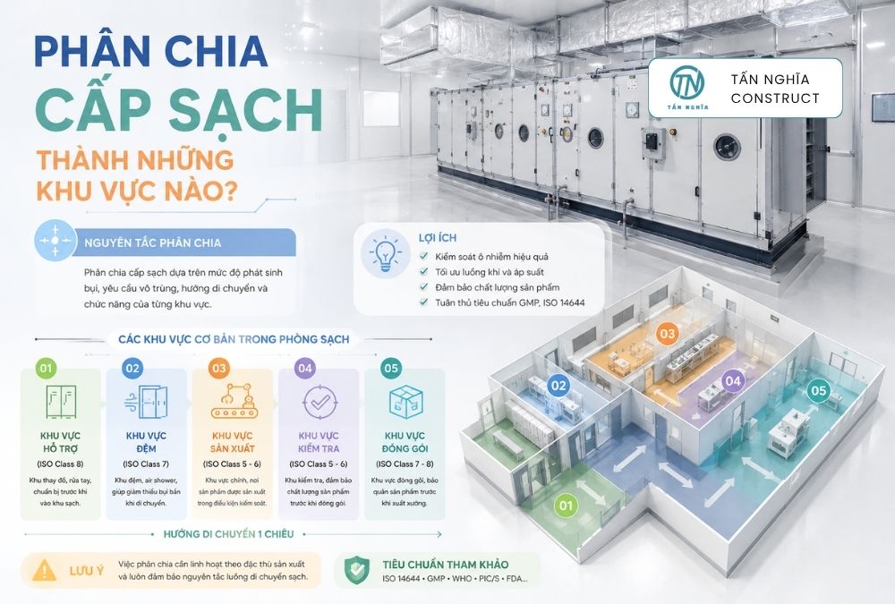 Phân chia cấp sạch thành những khu vực nào