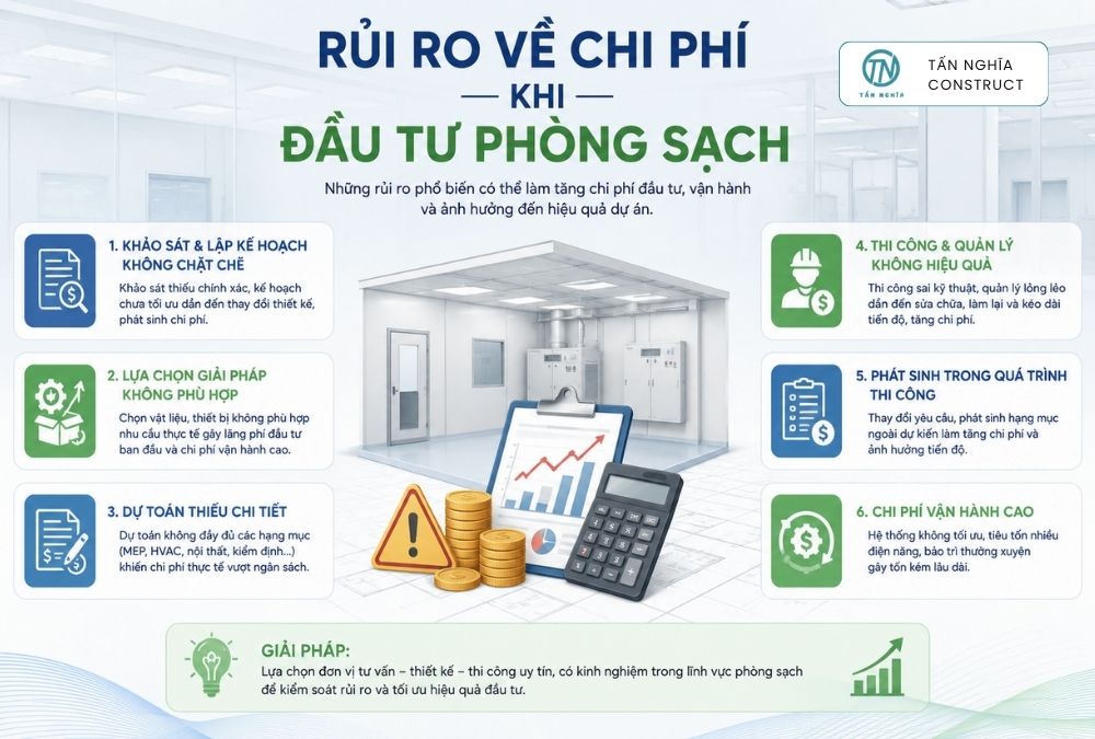 Rủi ro về chi phí khi đầu tư phòng sạch