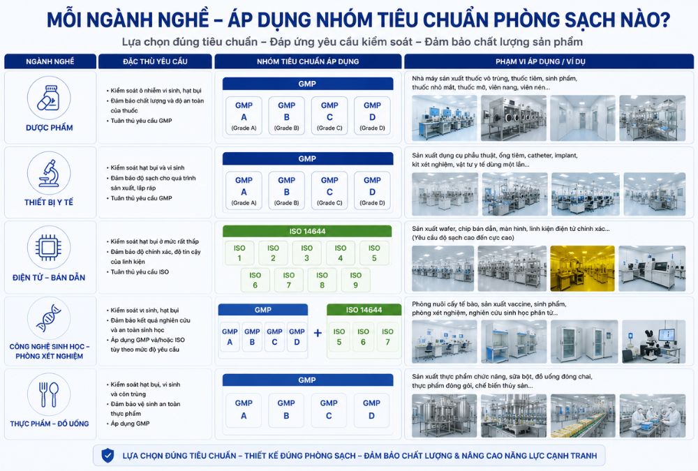 Tiêu chuẩn áp dụng cho từng ngành sản xuất