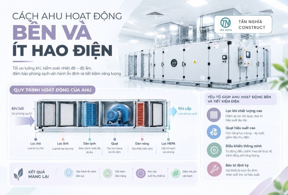 Cách để AHU bền và ít hao điện năng