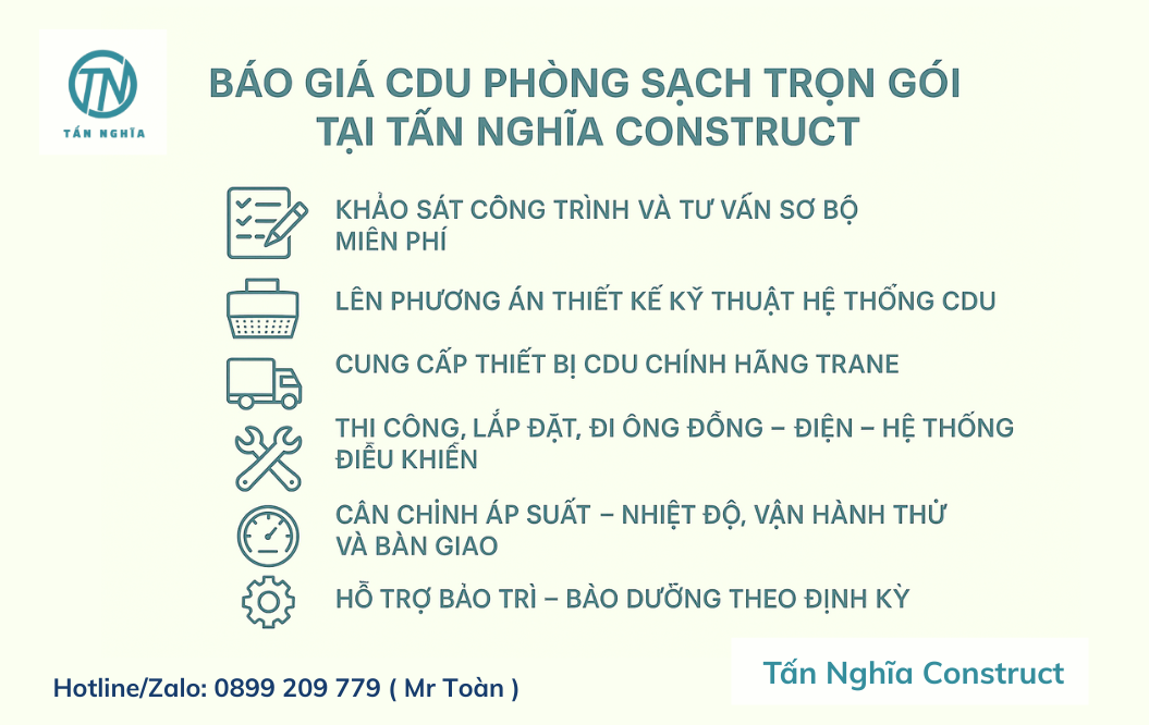 Báo giá thi công và lắp đặt CDU phòng sạch