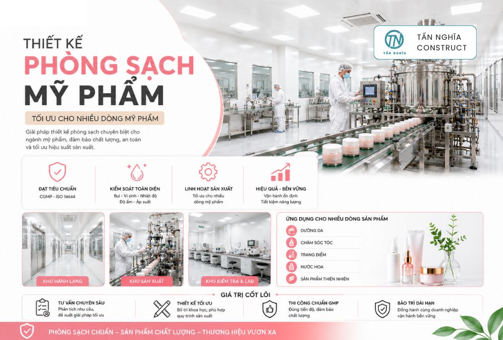 Thiết kế phòng sạch mỹ phẩm tói ưu cho nhiều dòng mỹ phẩm