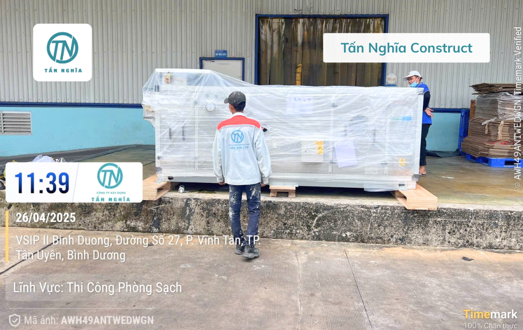 Nhập vật liệu thi công hệ thống thống gió AHU và phòng sạch ngành nguyên liệu thực phẩm