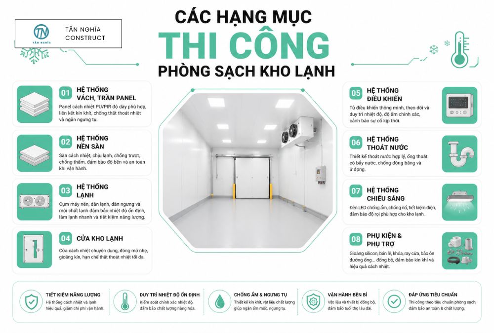 Các hạng mục trong phòng sạch kho lạnh