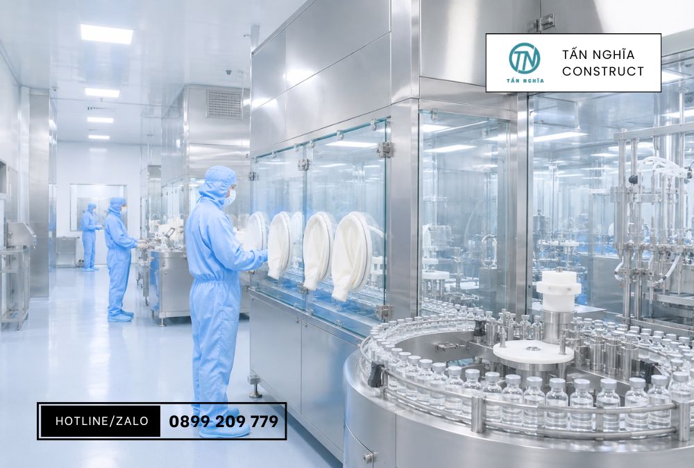 Khu chiết rót thuốc tiêm vô trùng trong phòng sạch dược phẩm