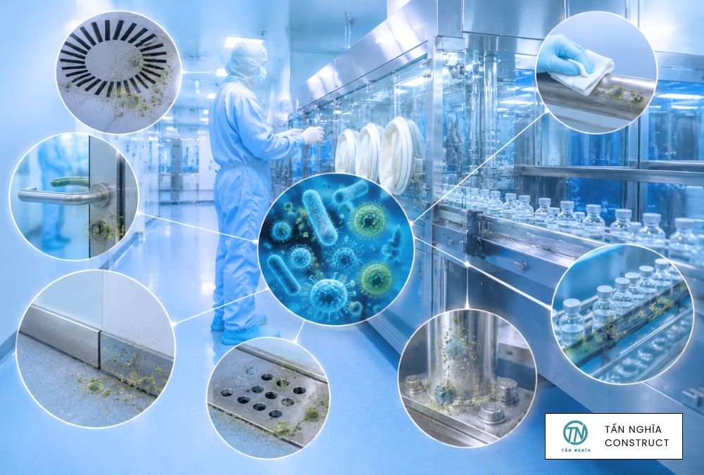 Nơi dễ phát triển vi sinh trong phòng sạch dược phẩm GMP