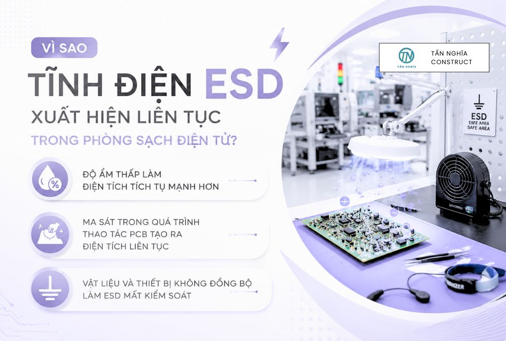 Vì sao tĩnh điện ESD lại xuất hiện trong phòng sạch điện tử