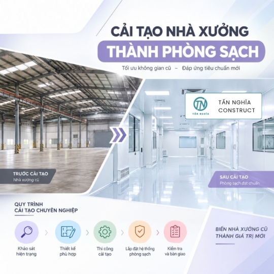 Quy trình cải tạo nhà xưởng thành phòng sạch hoàn thiện