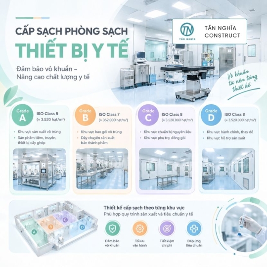 Chọn cấp độ sạch cho phòng sạch thiết bị y tế