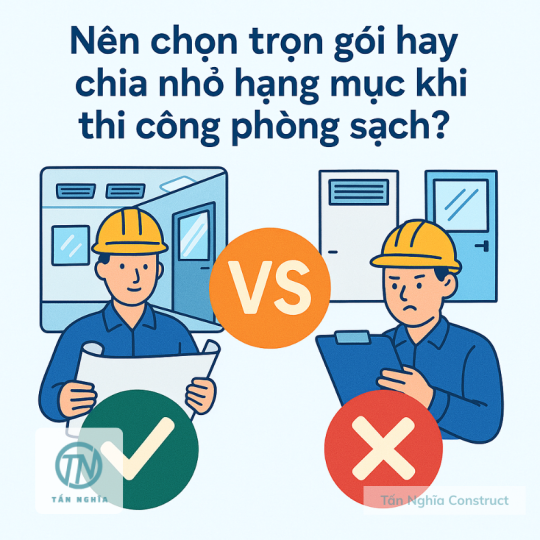 Nên chọn trọn gói hay chia nhỏ hạng mục khi thi công phòng sạch?