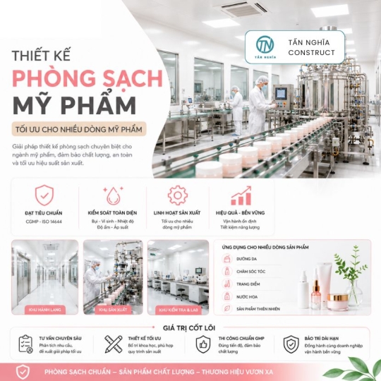 Thiết Kế Phòng Sạch Mỹ Phẩm | Tối Ưu Cho Nhiều Dòng Mỹ Phẩm