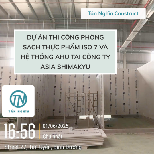 Dự án thi công phòng sạch thực phẩm ISO 7 và hệ thống AHU tại Công ty Asia Shimakyu